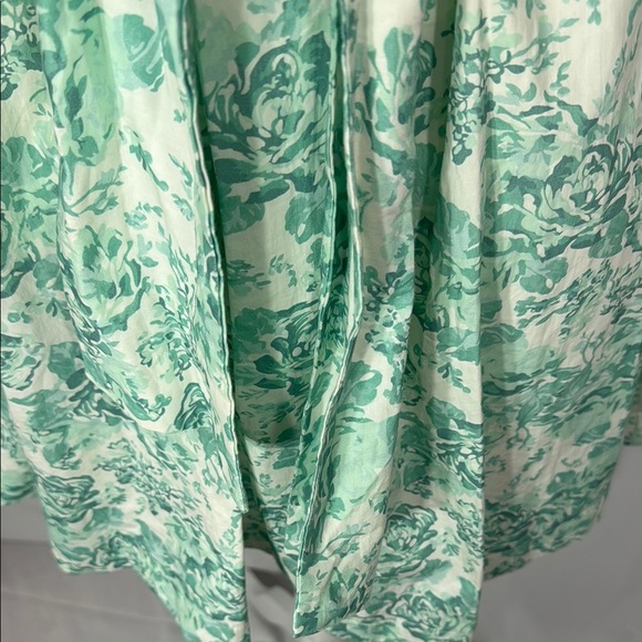 Shabby Chic Floral Green Puff Sleeve Dress Size Medium - Picture 7 of 8